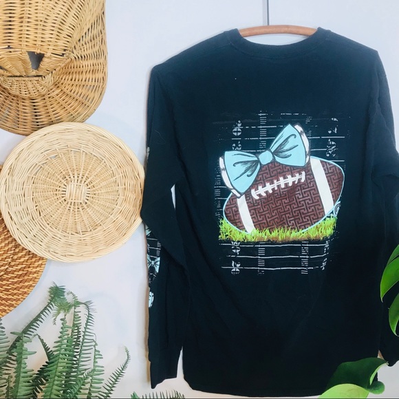 Girlie Girl Collection Tops - Girlie Girl Long Sleeve Navy Football Tee